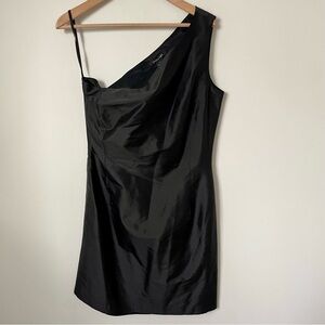 Lundström Silk One Shoulder Black Cocktail Dress